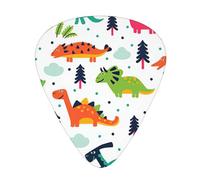 Ukulele Plectrums, Guitar Players Sampler 12 Piece, for Acoustic, Bass, and Electric Guitars-Colorful Dinosaurs print