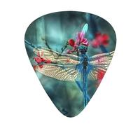Ukulele Plectrums, Guitar Players Sampler 12 Piece, for Acoustic, Bass, and Electric Guitars-Dragonfly On The Flower print