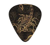 Ukulele Plectrums, Guitar Players Sampler 12 Piece, for Acoustic, Bass, and Electric Guitars-gold scorpion print