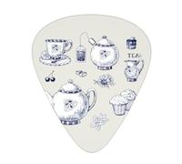 Ukulele Plectrums, Guitar Players Sampler 12 Piece, for Acoustic, Bass, and Electric Guitars-Hand Drawn Teapots and Cups print