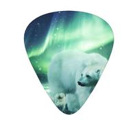 Ukulele Plectrums, Guitar Players Sampler 12 Piece, for Acoustic, Bass, and Electric Guitars-Northern Lights Polar Bear print