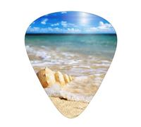 Ukulele Plectrums, Guitar Players Sampler 12 Piece, for Acoustic, Bass, and Electric Guitars-Ocean Sea Wave Seashell print