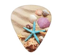 Ukulele Plectrums, Guitar Players Sampler 12 Piece, for Acoustic, Bass, and Electric Guitars-Shells on The Beach print