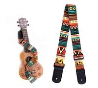 Ukulele Strap, Adjustable Printing National Style Ukelele Shoulder Strap, Unique Ukulele Strap with Soft PU Leather Ends Suitable for Soprano Concert Tenor and Baritone Ukulele String Instruments