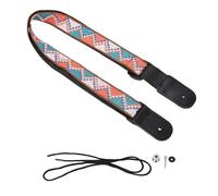 Ukulele Strap Adjustable Woven Nylon Bohemian Design Shoulder Strap for Adults Kids Easy Installation Universal Uke Belt with Leather Ends 70 120cm Length (Style Three)