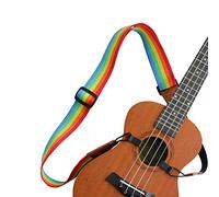 Ukulele Straps Shoulder No Drilling, Woven Uke Strap with Leather End, Double J Hooks Clip On, Adjustable Ukulele Belt, Adjustable & Fits Most Standard Sizes Uke (Rainbow)