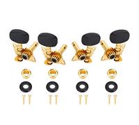 Ukulele Tuning Pegs Machine Heads, 2L2R Black Button Gold Classical Style, DIY Replacement Parts - Durable Copper Alloy Gears, Easy String Tuning for Ukulele Maintenance