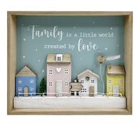 UKustomize Pastel Family House 3D Wall Decor - Vintage MDF Plaque with Natural Effect Frame, Family Wall Sign, Hanging Signs for Home, Living Room, Entry Way, New Home Gift