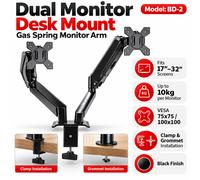 Invision MX400 Dual Monitor Arm Desk Mount for 19-32 Inch Screens | VESA 75/100mm | Clamp, Tool-Free Height, Tilt, Swivel, Rotate