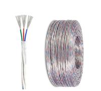 UL Listed 3-Core Transparent Power Cable, 28-18AWG, Tinned Copper Wire, Flexible PVC Jacket, 300V, For DIY Electronics, LED Lighting, Internal Wiring, Control Systems(100FT,28AWG-3C)