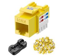 [UL Listed] Cable Matters 25-Pack 10Gbps Cat6 Keystone Jacks, Yellow | Includes Punch-Down Stand, RJ45 Keystone Jack for Patch Panel and Wall Plate, Ethernet Modular Jack
