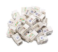 [UL Listed] Cable Matters 25-Pack Cat6 RJ45 Keystone Jack (Cat 6 / Cat6 Keystone Jack) in White with Keystone Punch-Down Stand
