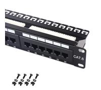 [UL Listed] Cable Matters Rackmount or Wall Mount 1U 24 Port Network Patch Panel with Support Bar, 19-inch Cat6 Patch Panel for Gigabit Ethernet, 110 or Krone Impact Tools Compatible
