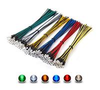 [UL Wire] Chanzon 120pcs 12V 5mm LED Diode Lights 7.9 inch Pre Wired (6 Colors x 20pcs) Assorted Kit (Transparent Clear Round Lens) White Red Green Blue Yellow Warm-White Emitting LED Assortment