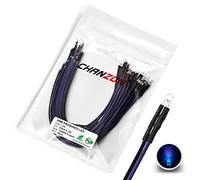 [UL Wire] Chanzon 20 pcs Pre-Wired 3mm Purple LED Diode Lights (Clear Round Transparent Lens DC 12V) with 560 ohms 1/4W Resistor and 24awg Wire Indicator Light Emitting Diodes Lighting Bulb Lamp