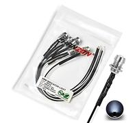 [UL Wire] Chanzon 5 pcs 8mm Panel Mount + 5mm LED Colored White Pilot Diode Light (Diffused Round Lens) 12V Universal Flush Mount Dash Board Indicator Panel Socket Lights Bulb Lamp for Cars Boats
