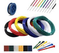 UL1569-22AWG Electronic Wire Electrical Equipment Wiring Kit Solid Copper Tinned Copper Stranded Connector Wire DIY Electronics High Temperature Resistant Wire, Tools Included (16.4 Feet X 6 Colors)