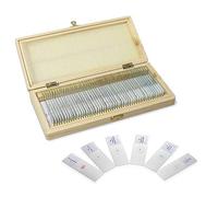 ULAB Basic Biology Prepared Microscope Slides with Specimen for Kids, Microscope Specimen Slides, 50pcs Packed in Fitted Wooden Storage Box, UHP1050