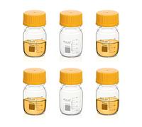 ULAB Round Media Storage Bottle, Vol.100ml(3.4oz) 3.3 Borosilicate Glass Bottles with GL45 Screw Cap, Pack of 6, URB1033