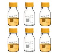 ULAB Round Media Storage Bottle, Vol.250ml(8.5oz) 3.3 Borosilicate Glass Storage Bottles with GL45 Screw Cap, Pack of 6, URB1036