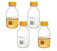 ULAB Round Media Storage Bottle, Vol.500ml(16.9oz) 3.3 Borosilicate Glass Bottles with GL45 Screw Cap, Pack of 4, URB1037