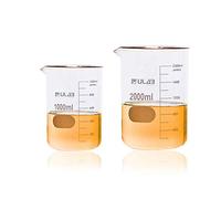 ULAB Scientific Glass Beaker Set, 2 Sizes 1000ml 2000ml, 3.3 Borosilicate Griffin Low Form with Printed Graduation, UBG1018