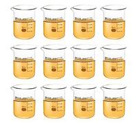 ULAB Scientific Glass Beaker Shot Glass, Vol. 50ml, 3.3 Borosilicate Griffin, Low Form with Printed Graduation, Pack of 12, UBG1013