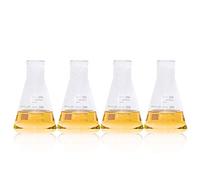 ULAB Scientific Narrow-Mouth Glass Erlenmeyer Flask Set, 8.5oz 250ml, 3.3 Borosilicate with Printed Graduation, Pack of 4, UEF1024