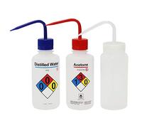 ULAB Scientific Wash Bottle set, 1 of each for Self-venting Safety Wash Bottles of Distilled water and Acetone, Vol.500ml, LDPE material, 1pc of general Wide-mouth wash bottle, LDPE material