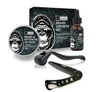 uLab Ultimate Gorilla Beard Growth Kit with Derma Roller, Beard Oil, Beard Balm and Foldable Styling Comb - Gift Set for Men For Beard Growth, Styling and Care - Contains Microneedle Titanium Roller