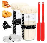 Ulable 2 Pack Fermentation Jars - 24oz Sourdough Starter Kit - Glass Sourdough Kit - Reusable Sourdough Starter Jar For Bread Making - 17PCS Fermenters Baking Gifts