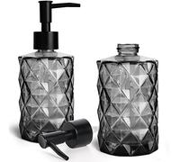 Ulable 2 Pack Glass Soap Dispenser 330 ML/12Oz, Pump Bottle Dispenser Black