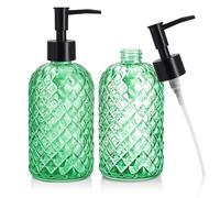 Ulable Green Glass Soap Dispensers, 14OZ/400ML, Set of 2 Pump Bottles