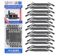 uLace Slims No-Tie Shoelaces - Elastic Shoe Laces for Sneakers | Stretchy, Elastic Laces | Easy Installation - 14 Laces, Medium Gray, One size