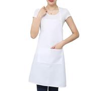 ulafbwur Adjustable Apron with Pockets Unisex Long-lasting Work Straps Perfect for Cooking Grill Restaurant Bar Cafes Fine White