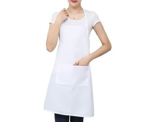 ulafbwur Adjustable Apron with Pockets Unisex Long-lasting Work Straps Perfect for Cooking Grill Restaurant Bar Cafes Fine White