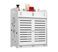 ulafbwur Bathroom Wall Cabinet Self-adhesive Wall Mounted Cabinet with Doors, Bathroom Shelf Multi-grid Tiers Hollow Flower Pattern Small Bathroom Storage Rack Medicine Cabinet White