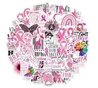 ulafbwur Breast Cancer Awareness Stickers Pink Ribbon Spread Hope Support with Decorative Car Accessories 50 Sheets Pink