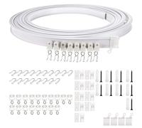 ulafbwur Ceiling Curtain Track Easy Installation Universal Curved Heavy-duty Flexible Bendable Sliding Rail System Room Divider White