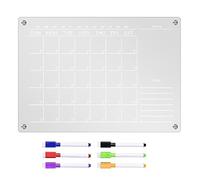ulafbwur Clear Fridge Planner Stay Organized with Magnetic Monthly Calendar Scratch-Proof Reusable Dry-Erase Board A4