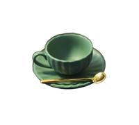 ulafbwur Coffee Mug 1 Set Coffee Cup Realistic Alloy Miniature Teacup Saucer Spoon Set Model Ornament for Micro Landscape Miniature Cup Spoon Cappuccino Cups