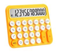 ulafbwur Desktop Calculator Pink Mechanical 12-digit Large Lcd Display Retro Round Key Design or Handheld Clear Sound Ergonomic Exquisite Office Lemon Yellow