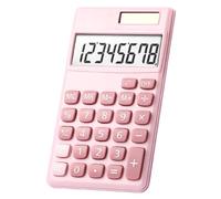 ULAFBWUR Desktop & Pocket Solar Powered 8-Digit Calculator with Comfortable Buttons, Large Display Multipurpose Basic Calculator for Daily Use - Pink