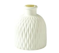 ulafbwur Flower Vase European Style Unbreakable Modern Solid Color Desktop Decoration for Home Heavy Duty Plastic Dried or Artificial Flowers Round Opening Milky White