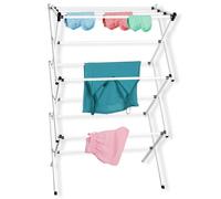 ulafbwur Foldable Clothes Drying Rack Space Saving Laundry Drying Rack High Stability 3-Tier Foldable Clothes Airer for Indoor Outdoor Use,Steel Frame, Compact Storage White
