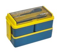 ulafbwur Large Capacity Lunch Box 1400ml Double Plastic with Three Compartments Sealed Microwave-safe Avoids Food Mixing Perfect Meal Match Portable Versatile Blue