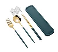 ulafbwur Metal Chopsticks Flatware Kit Korean Style -proof Stainless Steel Chopsticks Fork Spoon Dinner Set for Daily Use Travel Utensils Set Chop Sticks Pack Reusable, FLIMIKUN1209