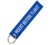 ulafbwur Metal Insert Before Flight Print Embroidery Tag Keychain Key Ring Chain Pendant Gift, Blue Base White Letter