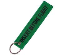ulafbwur Metal Insert Before Flight Print Embroidery Tag Keychain Key Ring Chain Pendant Gift, Green Base Black Letter