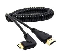 ulafbwur Mini HDMI-Compatible to HDMI-Compatible Male 90 Degree Right Angled Adapter Spring Cable for SLR PC Flimikun